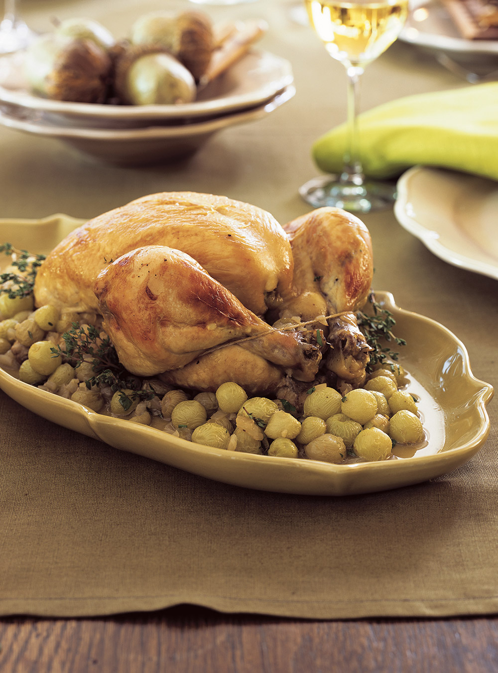 Poulet rôti aux raisins verts