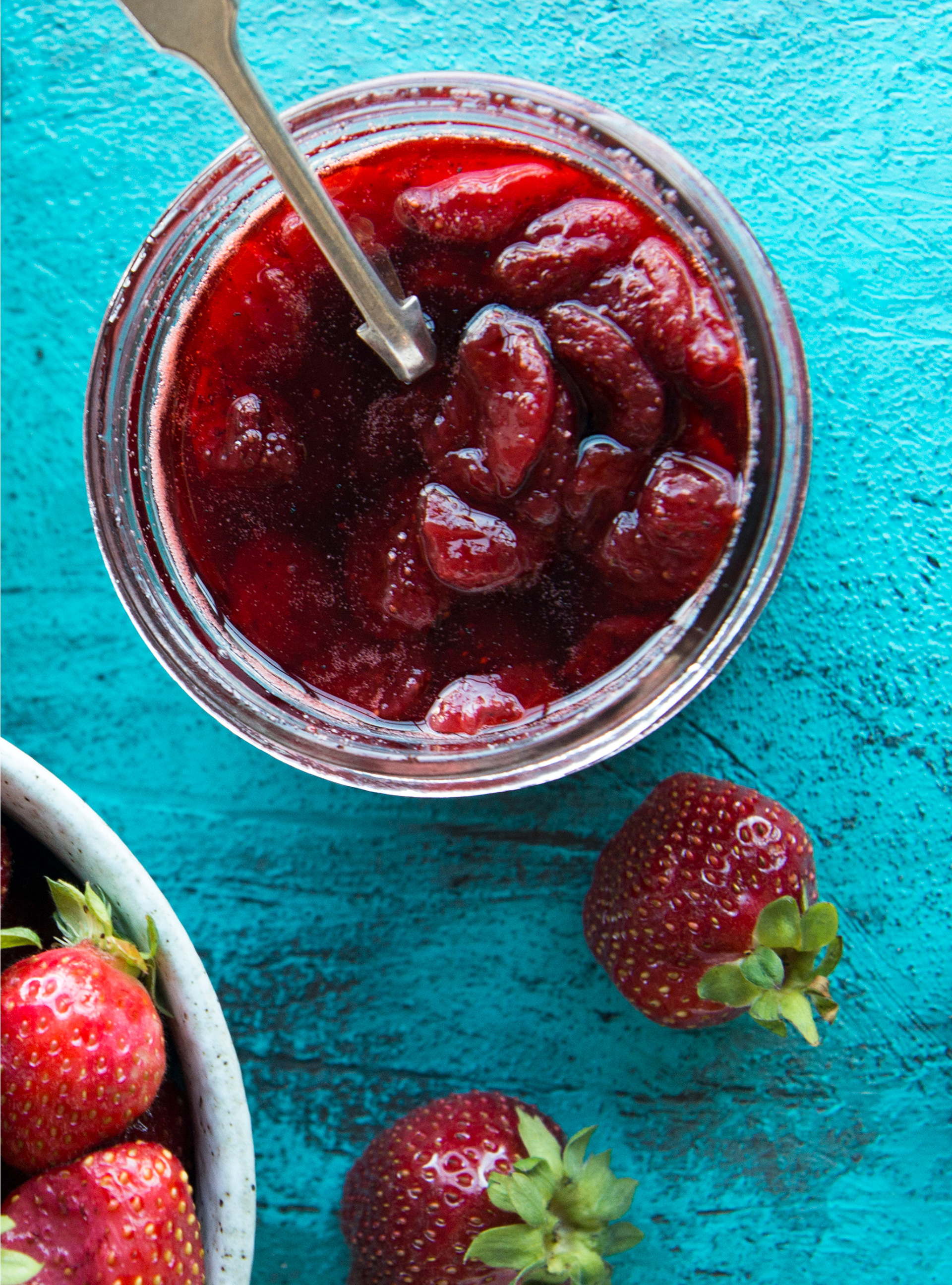 Confiture de fraises d'automne à la menthe sans cuisson