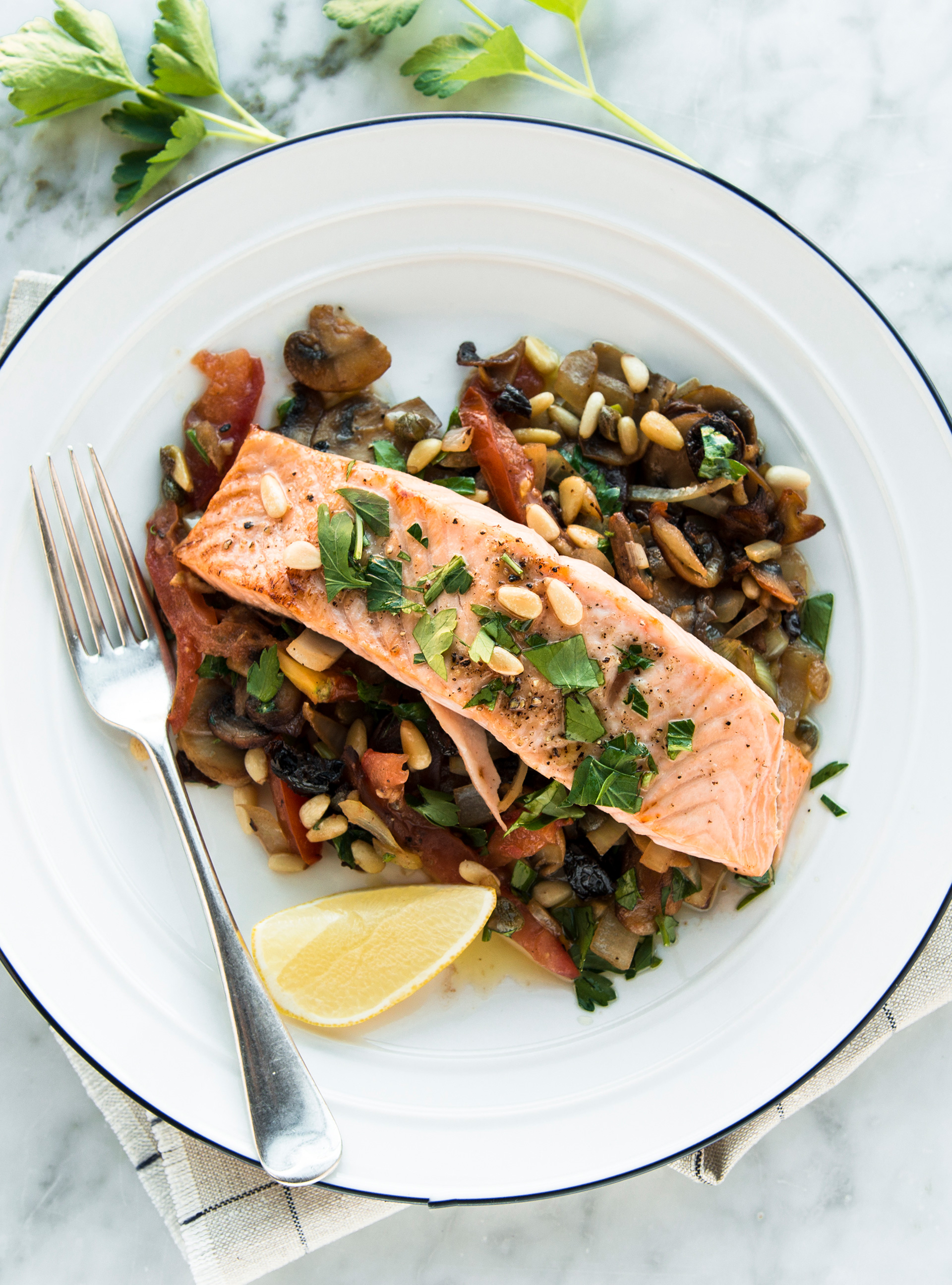 Oven Grilled Mediterranean-Style Salmon