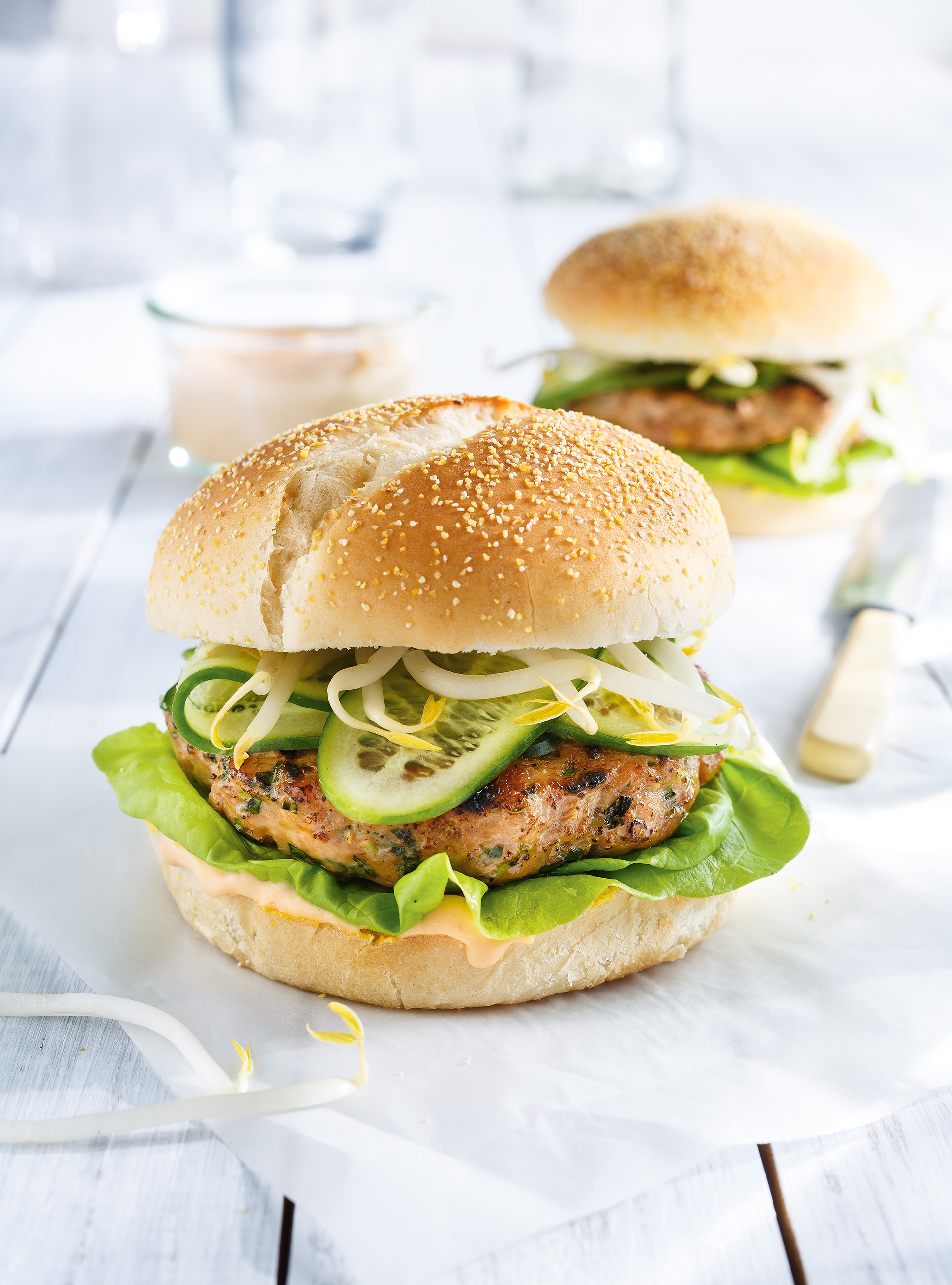 Turkey Burgers with Sriracha Mayonnaise