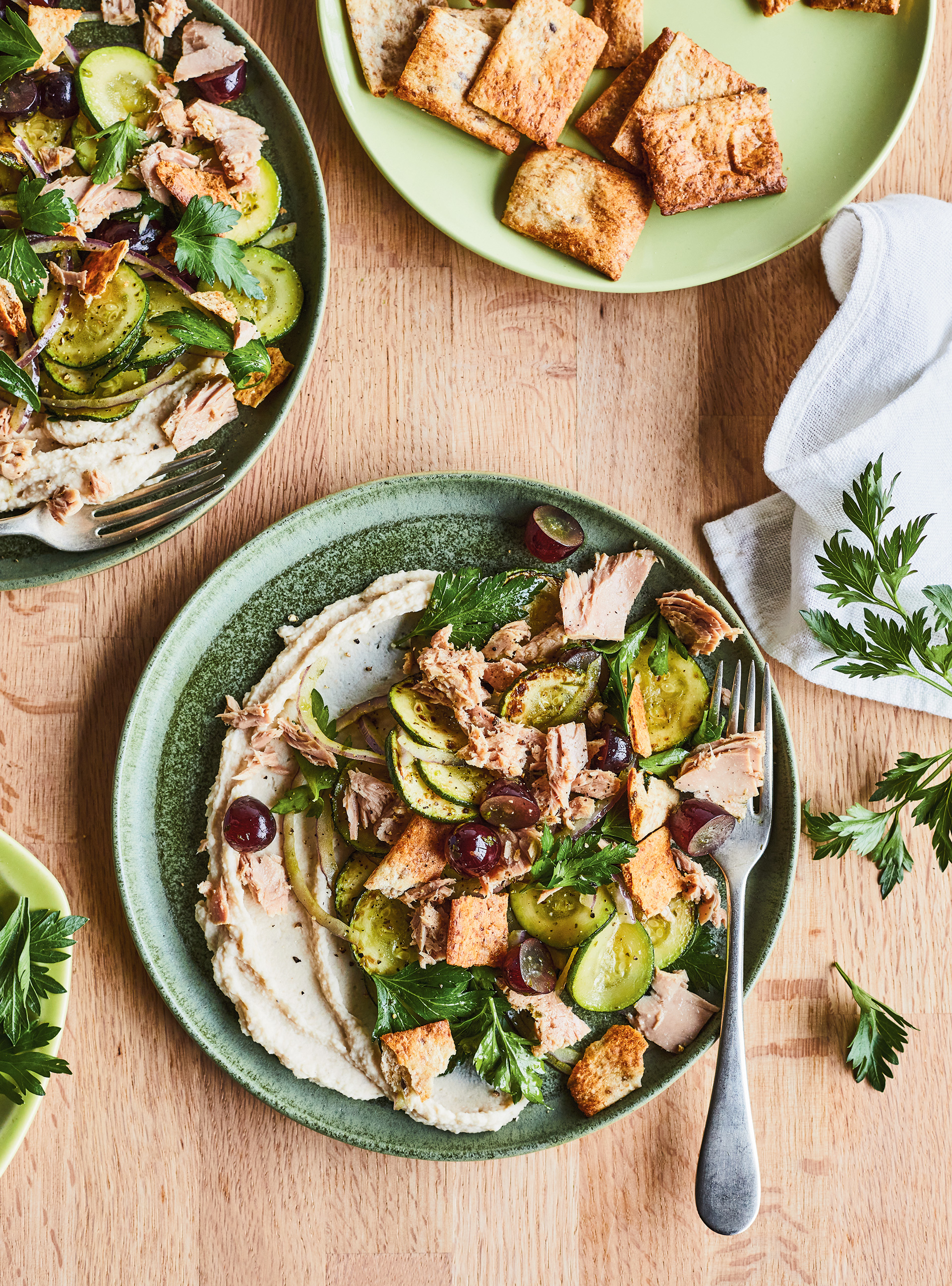 Zucchini Salad with Grapes and Tuna