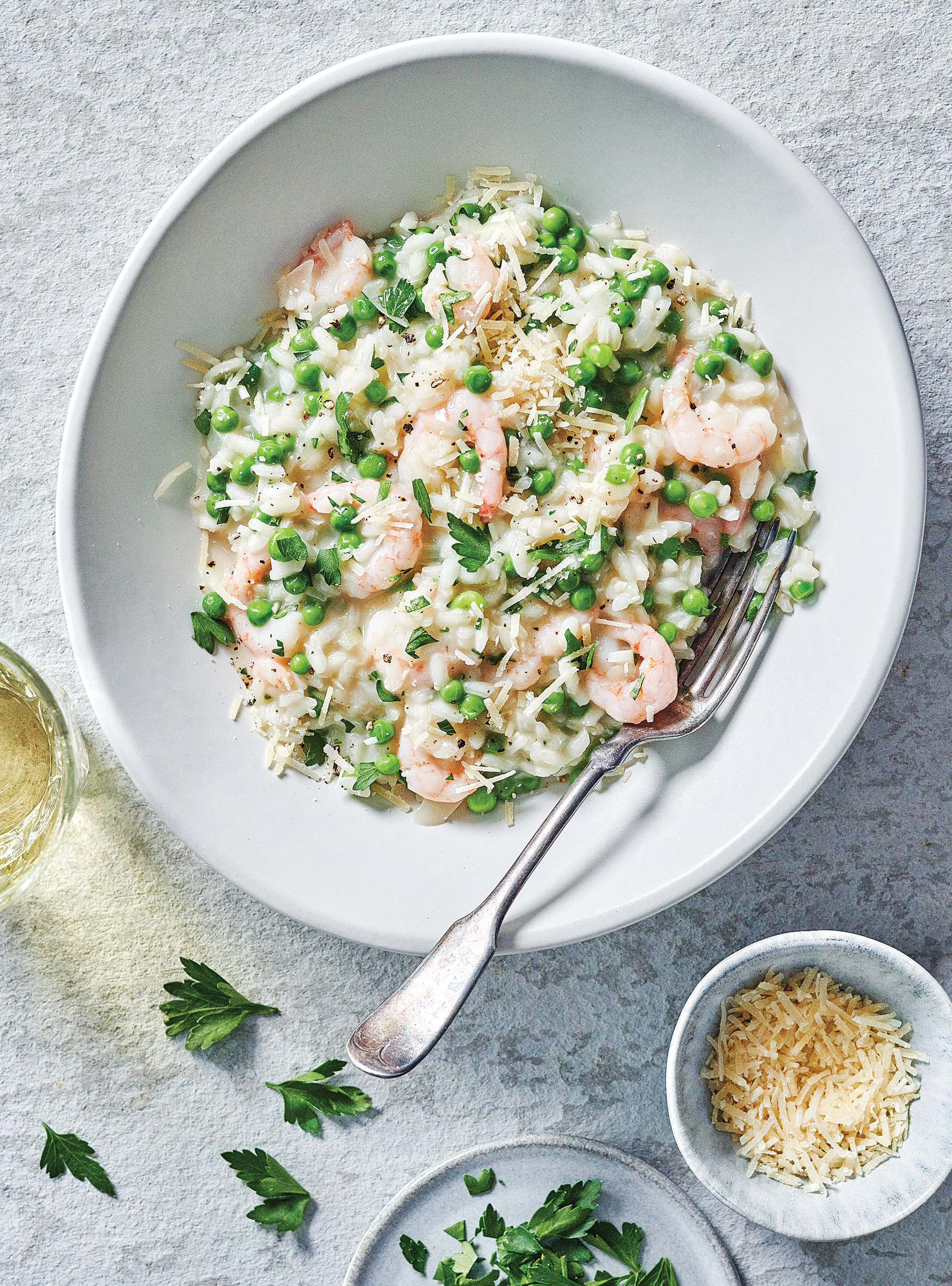 Risotto aux crevettes nordiques et aux petits pois